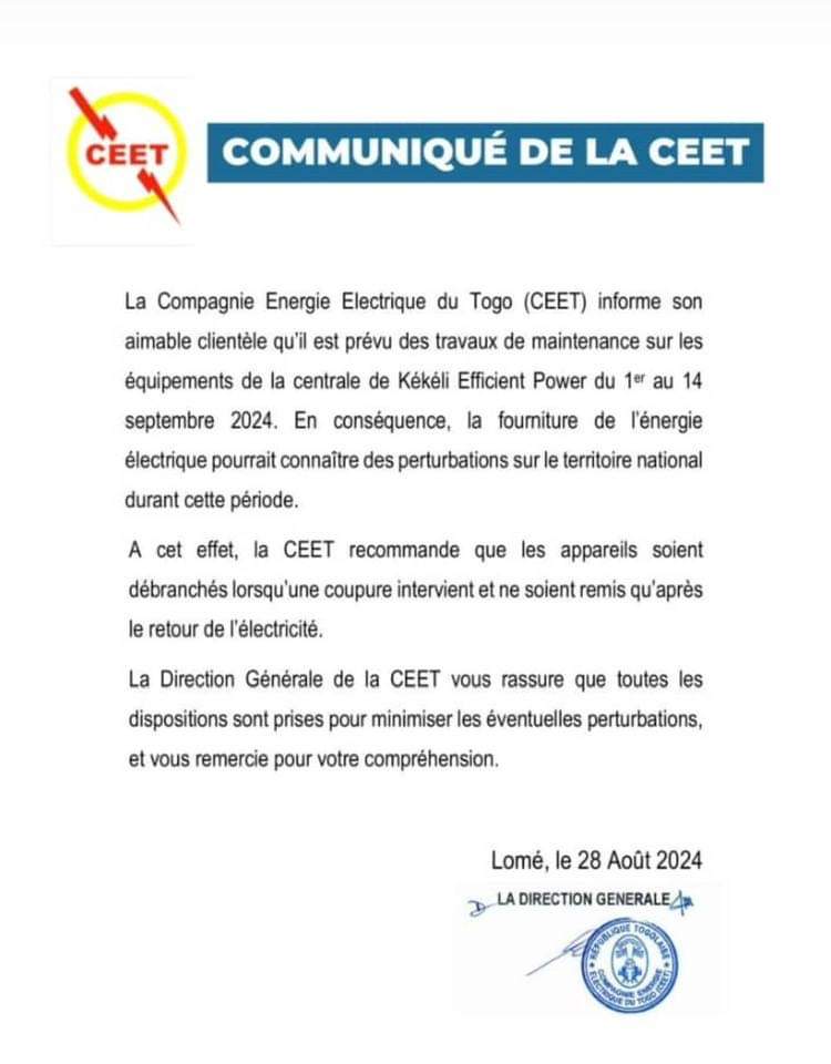 La CEET va-t-elle vraiment imposer une coupure d’électricité généralisée de 15 jours au Togo ?