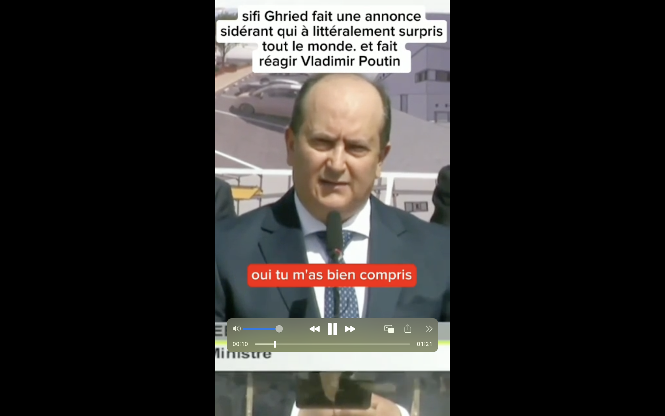 Désinformation sur TikTok : Faux, Vladimir Poutine n'a pas réagi à une « déclaration sidérante » du Premier ministre algérien Sifi Ghrieb
